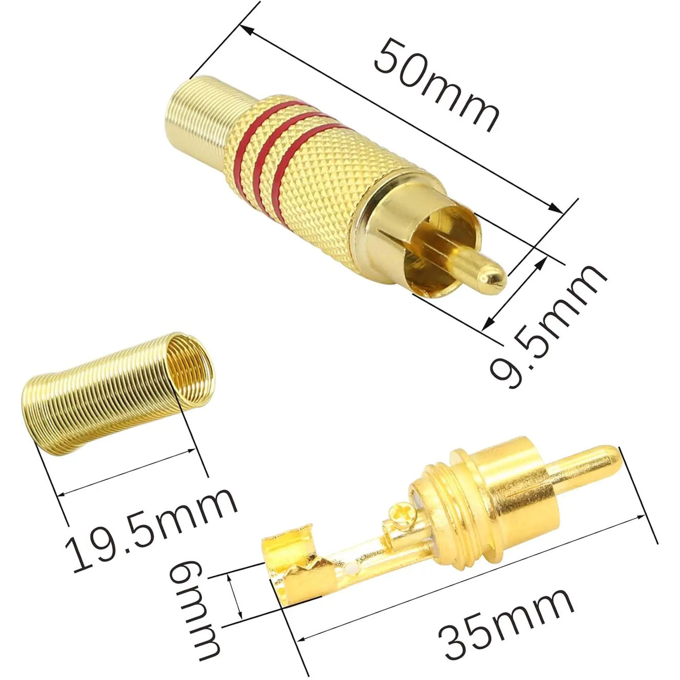 4PCS RCA Plug Gold Plated Sold - Genius Home Cinema avaliação e preço