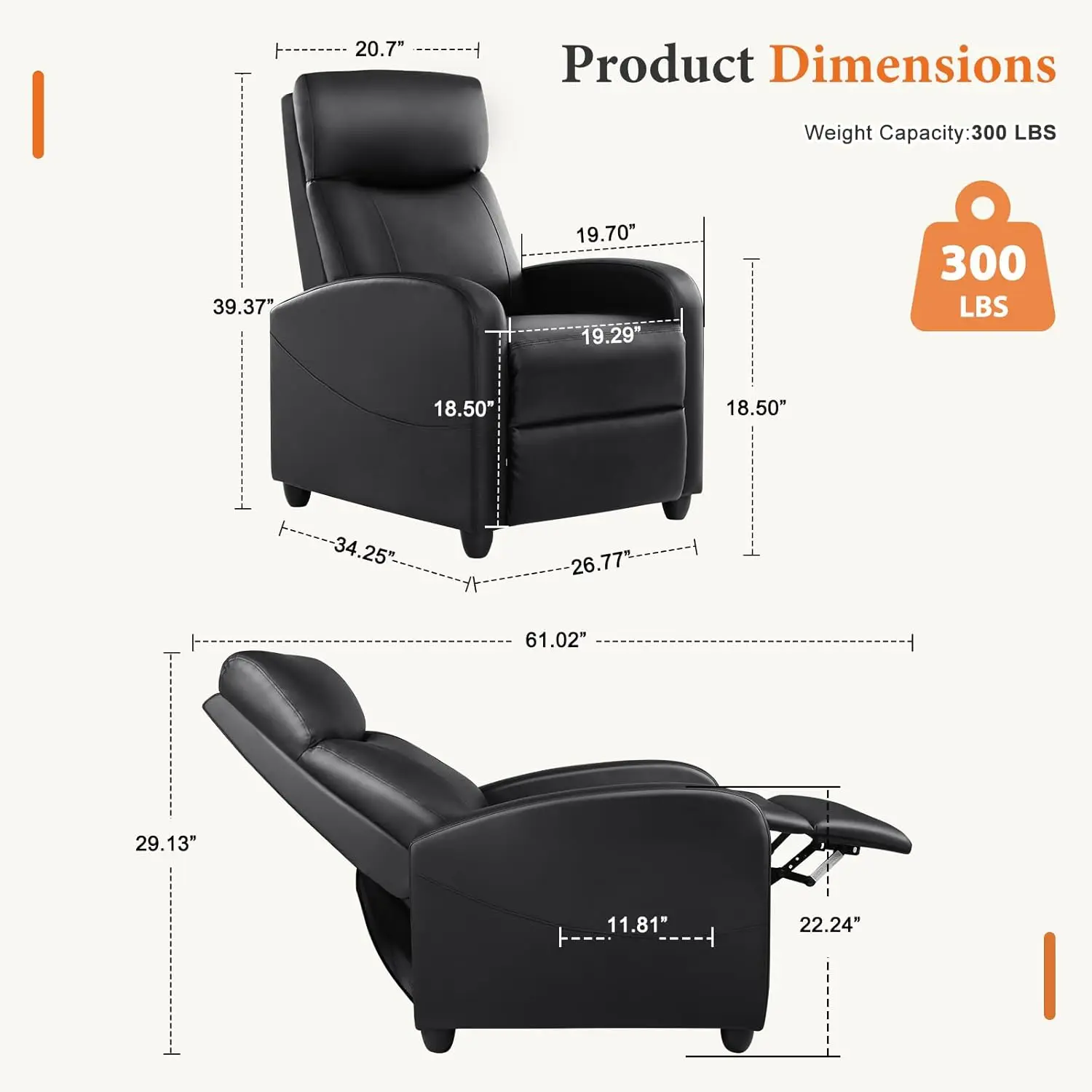 Recliner Chair PU Leather Recl - Home Cinema Rack avaliação e preço