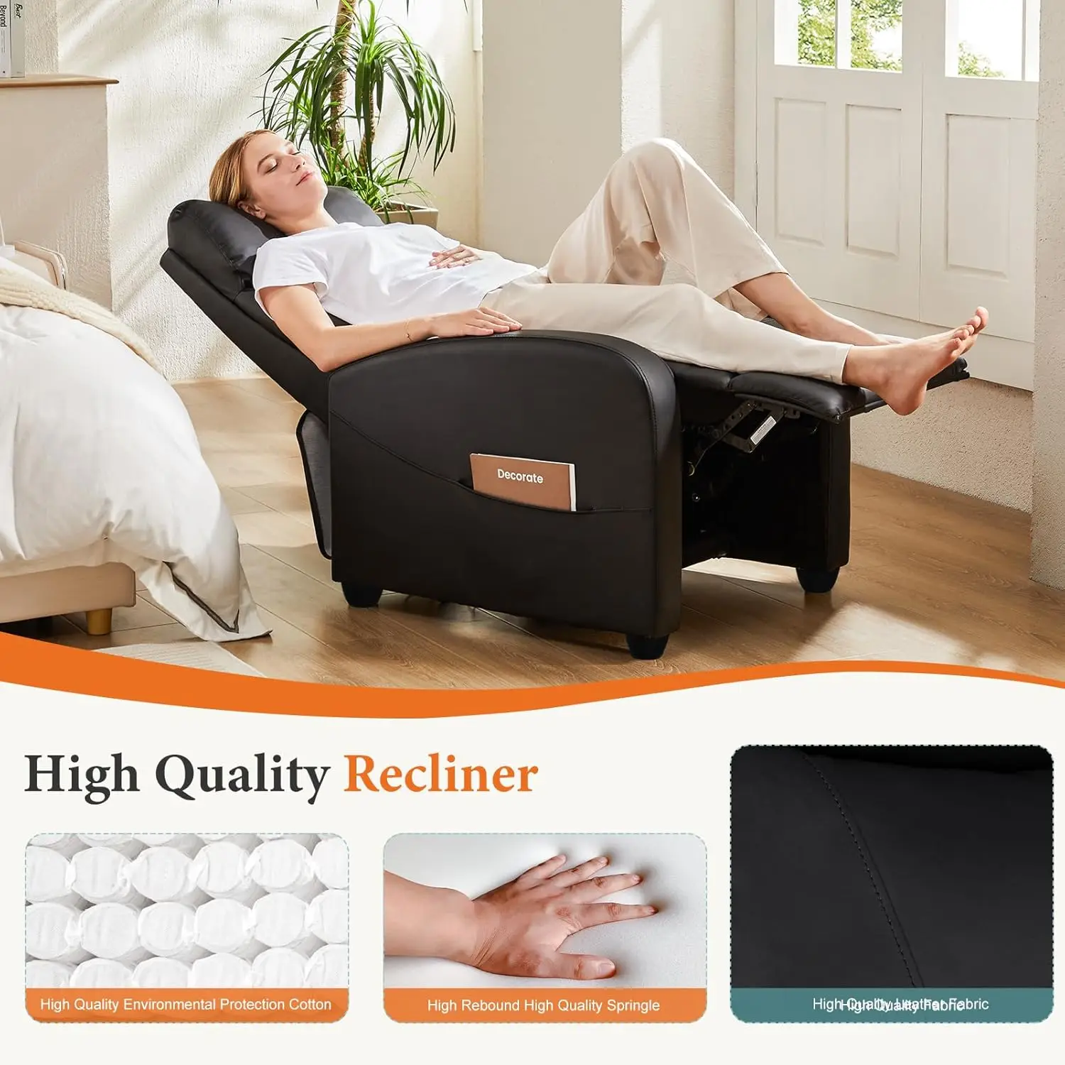 Recliner Chair PU Leather Recl - Home Cinema Rack avaliação e preço